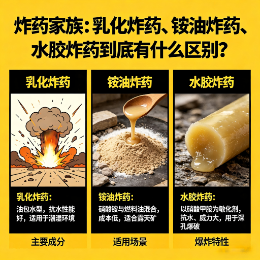 巴里坤炸药家族：乳化炸药、铵油炸药、水胶炸药到底有什么区别？